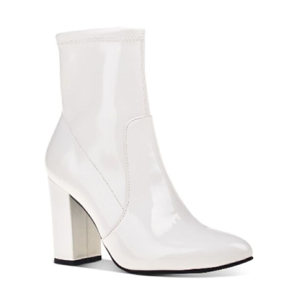 Wild Pair Womens Becci White Patent Zipper Pointed Toe Booties Shoes white 5M - Picture 9 of 9